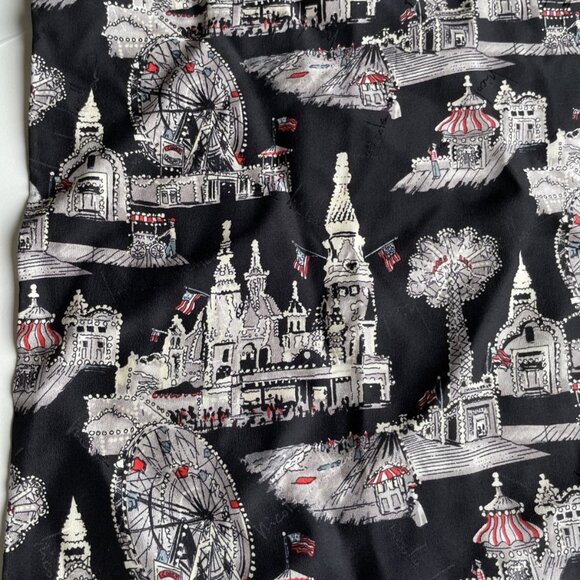 VTG 90s Nicole Miller 100% Silk Scarf 20” Square Coney Island Ferris Wheel NWT - Picture 2 of 11